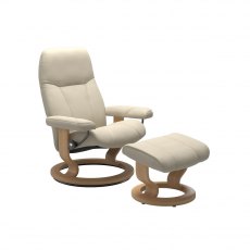 Quickship | Consul Classic Recliner Chair and Footstool | Leather
