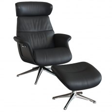 Fredrika Recliner Chair and Footstool | Leather