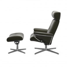 Berlin Adjustable Headrest Cross Recliner Chair | Leather